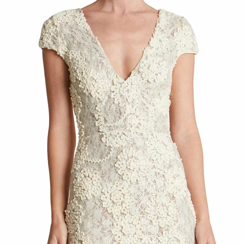 Zoe Cream Ivory Flower Bride Embellished Dress S Mini Bodycon Bridal